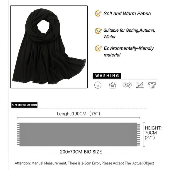 🆕 Women Black Wedding Evening Dress Pashmina Shawl Winter Foulard Femme Wraps - Picture 6 of 7